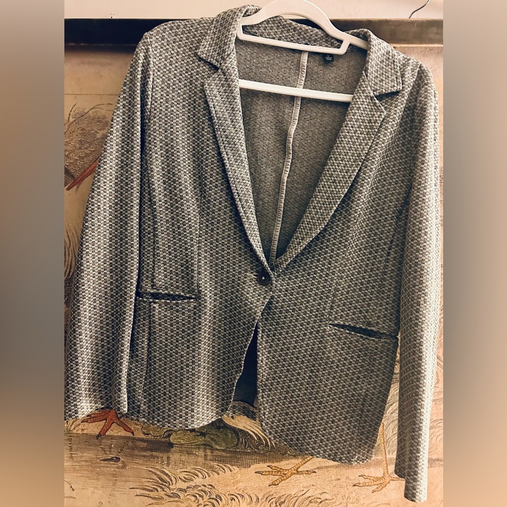 * Betabrand Gray Basket Weave Pattern Transcendent Blazer Jacket SZ Large *